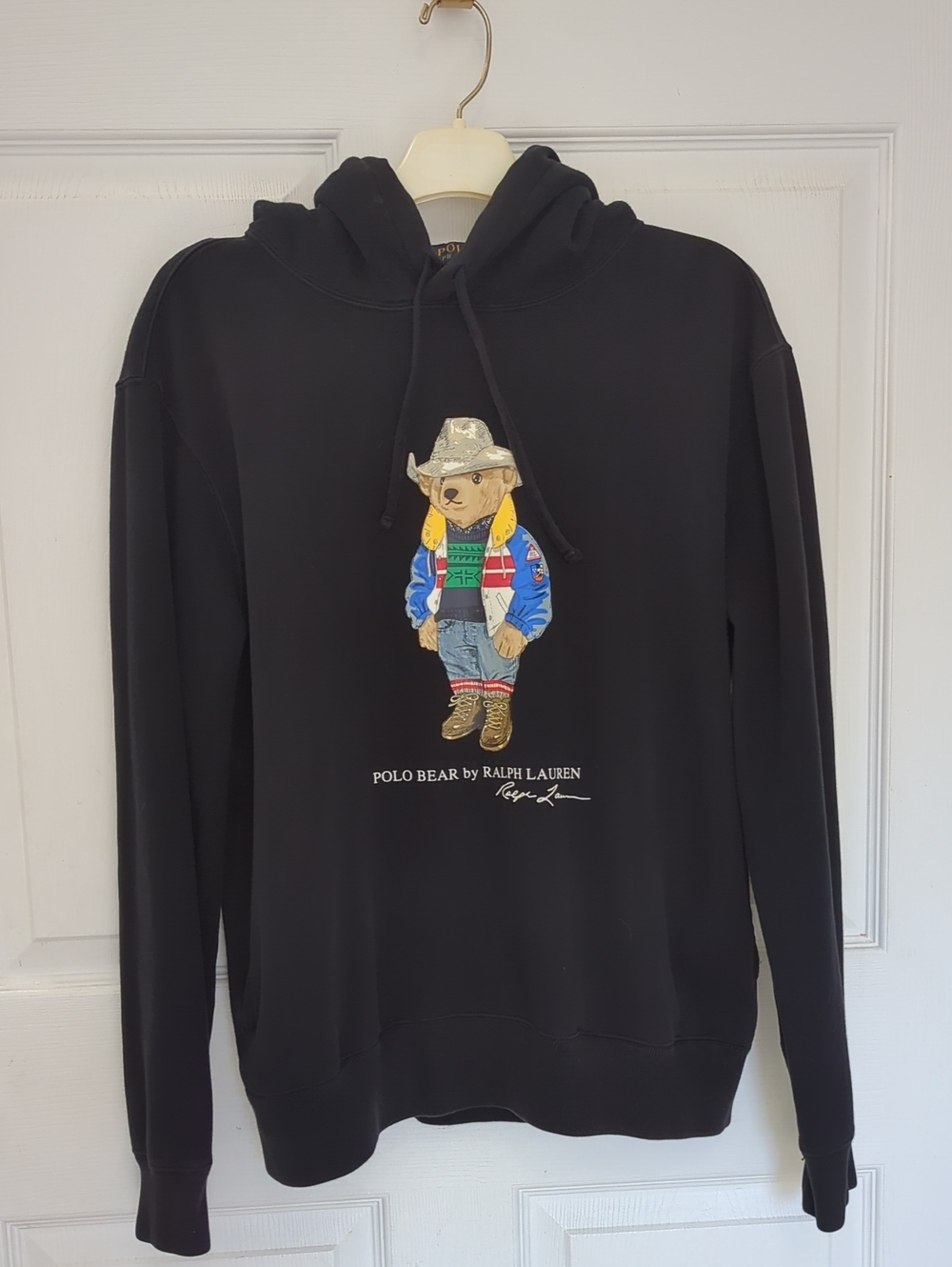 Polo Ralph Lauren Black Cowboy Bear Fleece Hoodie